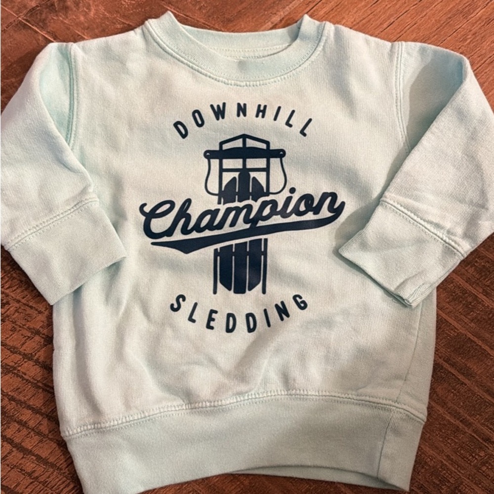 6 Month Downhill Champion Sledding Light Blue Sweatshirt